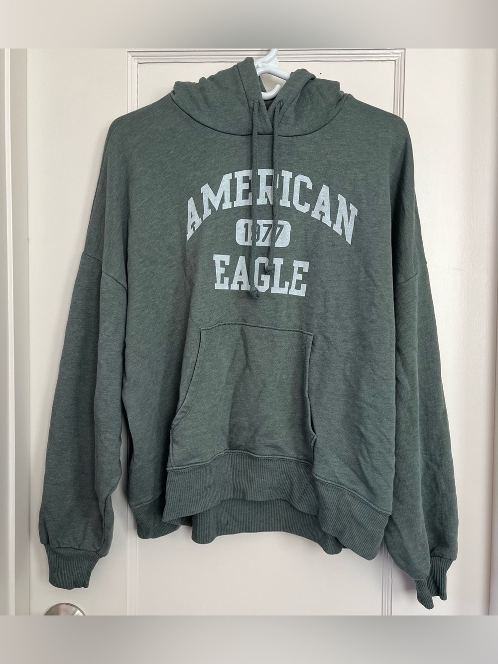 American Eagle Branded Forever Oversized Hoodie Sweatshirt Green XS